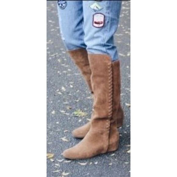✨ISOLA Tall Knee High Suede Wedge Sz 7.5 Boots✨ - Picture 1 of 9